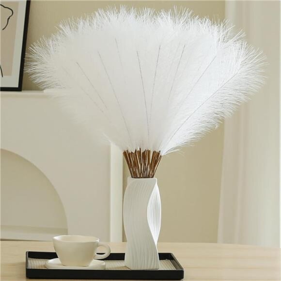 30pcs White Pampas Grass - 24 Inch Faux Pampas Grass Decor, Artificial Tall - Picture 1 of 7